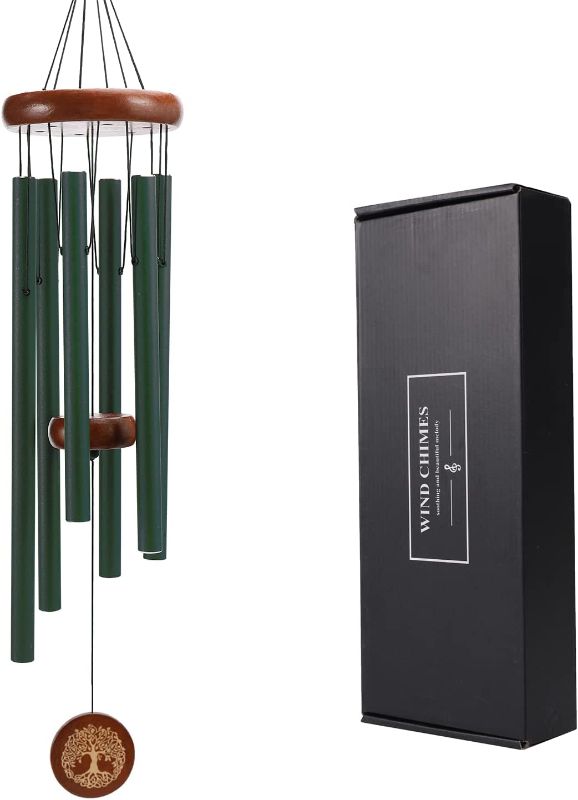 Photo 1 of  Wind Chimes for Outside Deep Tone 32 Inch Memorial Wind Chimes for Loss of Loved One Sympathy Wind Chimes Gifts for Outdoor Garden Hanging Decor Green
