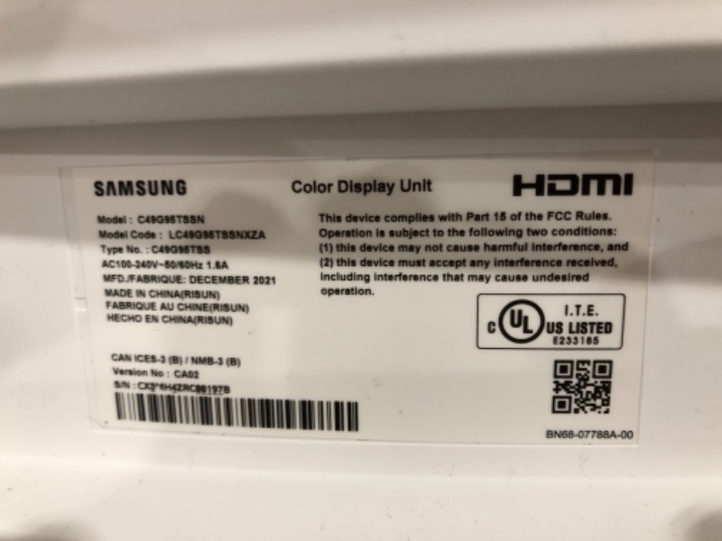 Photo 1 of SAMSUNG 49-inch Odyssey G9 Gaming Monitor | QHD, 240hz, 1000R Curved, QLED, NVIDIA G-SYNC & FreeSync | LC49G95TSSNXZA Model
