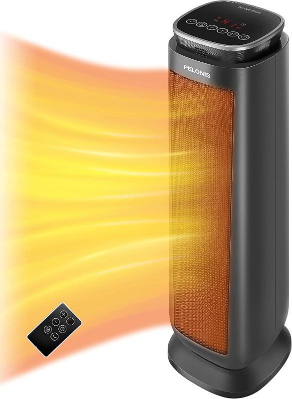 Photo 1 of PELONIS PTH15A4BGB Ceramic Tower 1500W Indoor Space Heater with Oscillation Remote Control Programmable Thermostat & 8H Timer ECO Mode Tip-Over Sw
