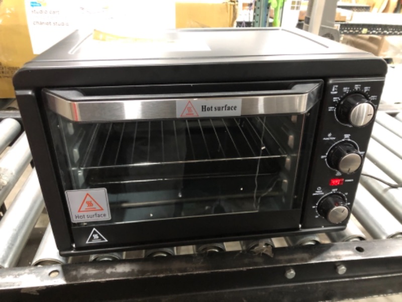 Photo 1 of Simple Deluxe Toaster Oven with 20Litres Capacity,Compact Size Countertop Toaster, Easy to Control with Timer-Bake-Broil-Toast Setting, 1200W, Stainless Steel,16x11in,Black,Extra Large
