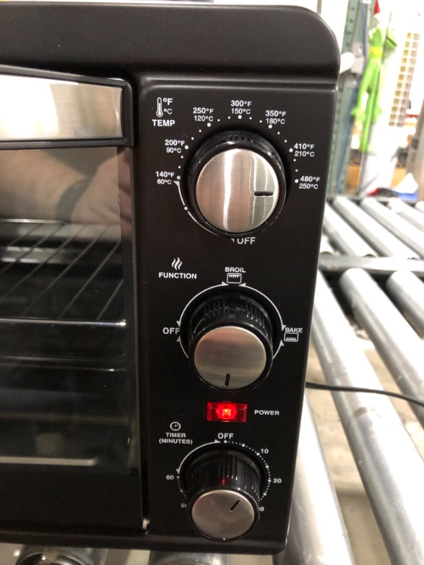 Photo 1 of Simple Deluxe Toaster Oven with 20Litres Capacity,Compact Size Countertop Toaster, Easy to Control with Timer-Bake-Broil-Toast Setting, 1200W, Stainless Steel,16x11in,Black,Extra Large
