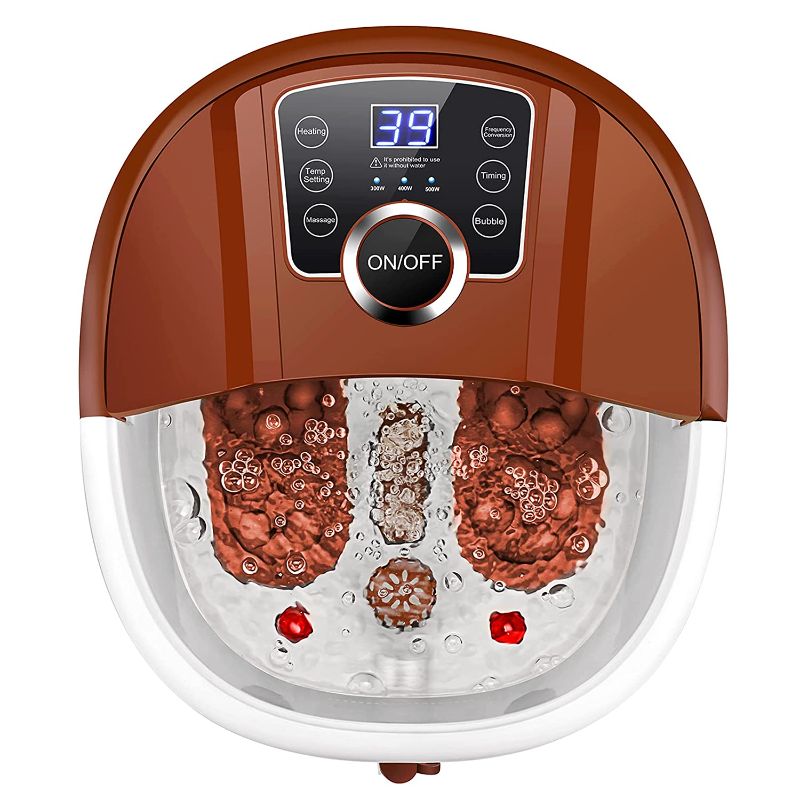 Photo 1 of Foot Spa Bath with Heat and Massage and Bubbles, Foot Bath Massager w/16 Motorized Shiatsu Rollers,Digital Temperature Control,Red Light,Pedicure Foot Soaker w/Warm Water Soothe Tired Feet Home Use
