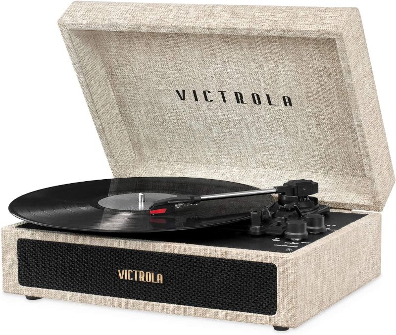 Photo 1 of Victrola Parker Bluetooth Suitcase Record Player with 3-Speed Turntable, Light Beige (VSC-580BT-LBB)
