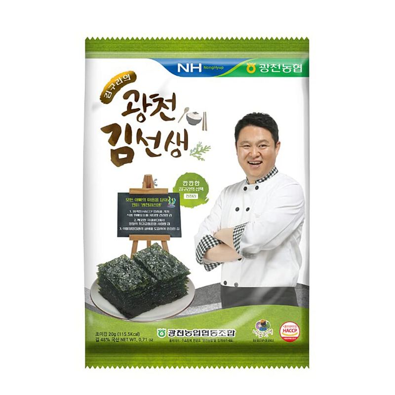 Photo 1 of [NongHyup] Roasted Seasoned Laver, All Natural Product of Korea, Dried Seaweed Nori Snacks, Longer Length Sheets, Gwangcheon Kim, ?? ?? ??? ???, 100% ??? (0.14oz X 16 Packs)