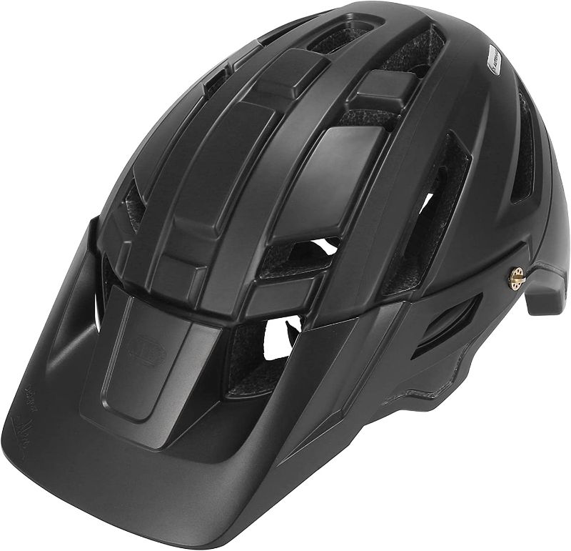 Photo 1 of X AUTOHAUX Adult Men Women Road Cycling Helmet Moutain Bike Helmet with Long Detachable Visor Rear Light and Storage Bag Black
