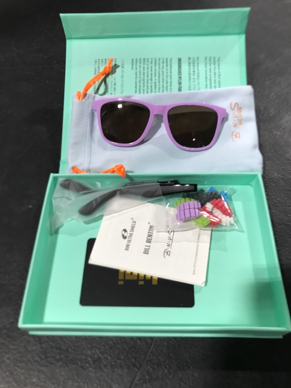Photo 1 of bnus kids sunglasses for boys girls childrens shades uv-400 lilac non polarized sunglasses
