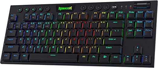 Photo 1 of Redragon K621 Horus TKL Wireless RGB Mechanical Keyboard, 5.0 BT/2.4 Ghz/Wired Three Modes 80% Ultra-Thin Low Profile Bluetooth Keyboard w/Dedicated Media Control & Linear Red Switches, Black
