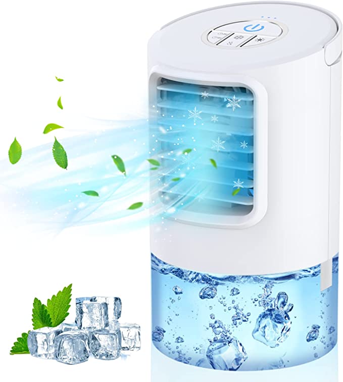 Photo 1 of Portable Air Conditioners, 3 in 1 Personal Mini Air Conditioner, Quiet 400ML Portable ac Air Cooler, 3 Speeds, 2/4 Timer, Small Air Conditioner Misting Cooling Fan, Desktop Air Cooler for Room Office
