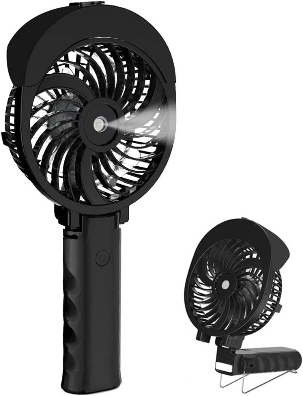 Photo 1 of HandFan Personal Misting Fan, 55ml Large Water Tank, Poratable Handheld Rechargeable Mister Fan, Battery Operated Mist Fan, 180°Foldable, 3 Speeds, for Travel, Camping, Outdoors, Makeup(Black)