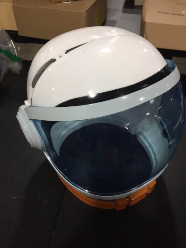 Photo 2 of Astronaut Helmet, Space Helmet with Blue Movable Visor, Party Costume, School Classroom Dress Up, Pretend Role Play Party Supplies, Kids Christmas Halloween Toys Birthday Gifts, Blue and Orange