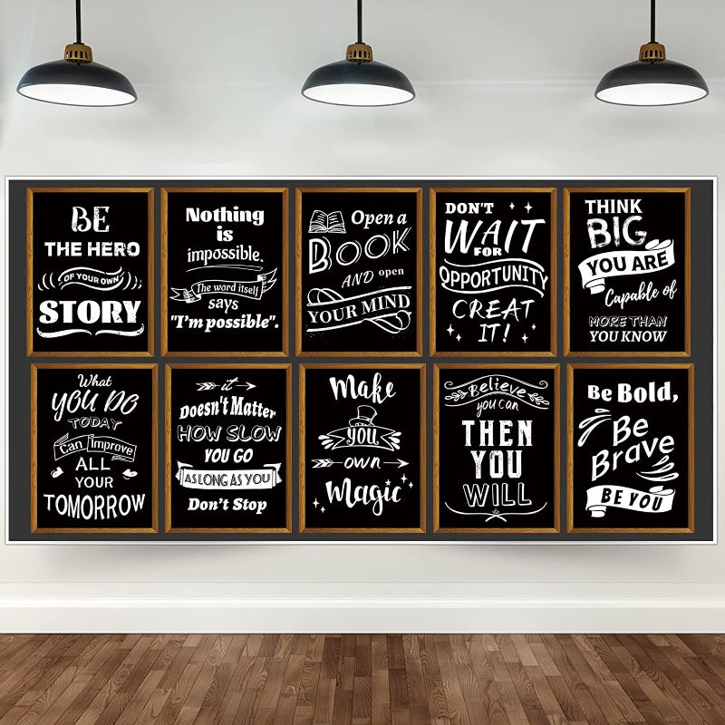 Photo 1 of 10 Pieces Motivational Classroom Bulletin Board Posters Decorations For School Office Wall Art Decorations?Inspirational Quote Posters?Growth Mindset Posters?11*14 Inch?
