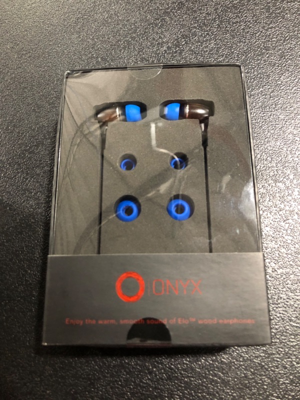 Photo 2 of Onyx Genuine Wood Wired in-Ear Headphones with Sound Isolation and Built-in Microphone (Ebony Wood - Blue)
SEALED 