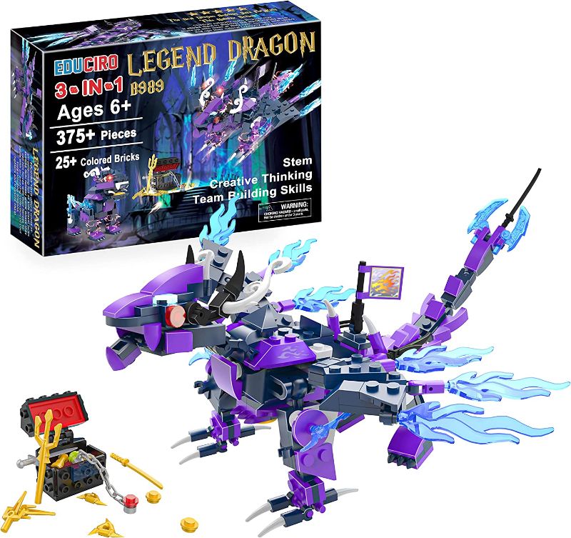 Photo 1 of EDUCIRO Legendary 3IN1 Dragon Toy Building Set for 5-12 Year Old, Ninja Featuring Battle Toy, Stem Project for Kids 6 7 8 9 10 11 12 Boys Girls Birthday...
