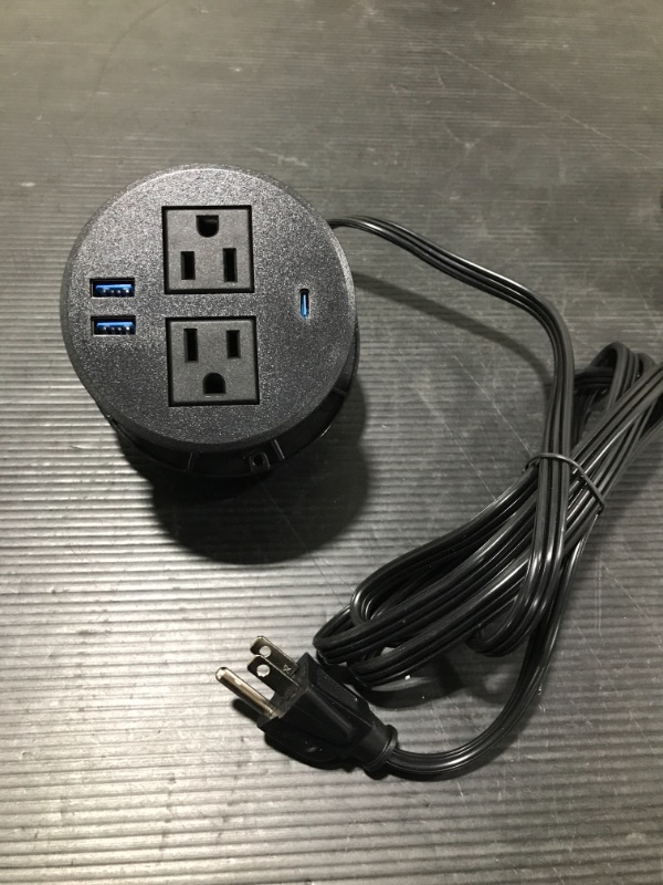 Photo 2 of Desktop Power Grommet with PD 20W Fast Charging USB C,Recessed Power Socket with 2 AC Outlets,Flush-Mount Power Grommet with 3 USB Charging Ports
