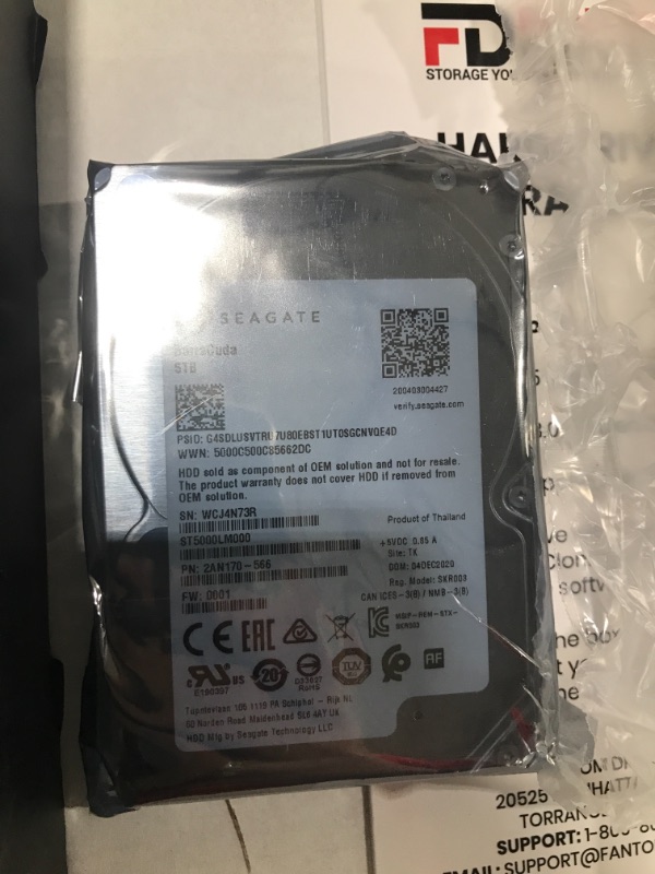 Photo 1 of Fantom Drives 5TB Seagate Barracuda Hard Drive Upgrade Kit - Internal
