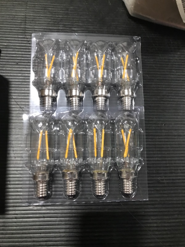 Photo 2 of 2W T8 Dimmable Candelabra LED Light Bulb, Soft White 3000K, E12 Small Chandelier Base, AIELIT Tubular 25-Watt Equivalent Clear Vintage LED Edison Bulb for Display Cabinet Showcase Piano, 8-Pack
