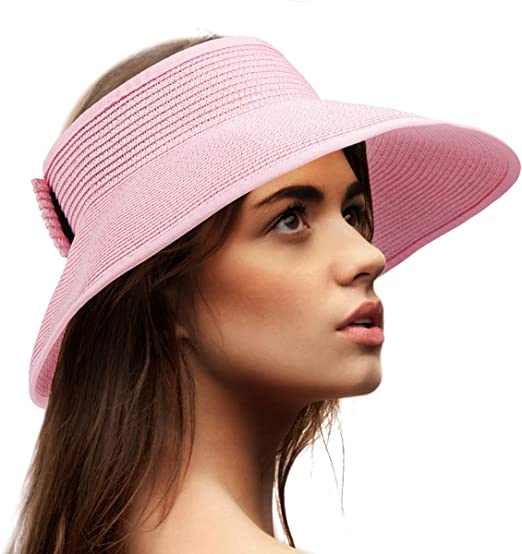 Photo 1 of Foldable Sun Visors for Women - Beach Hat Wide Brim Sun Hat Roll Up Straw Hat
