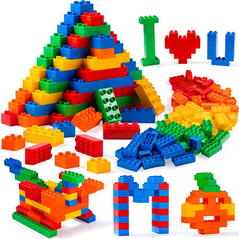 Photo 1 of JOYIN 100 Pcs Building Blocks, Building Bricks, Toddler Classic Basic Big Duplicate Blocks, 50 Square and 50 Rectangle Toys Set for Ages 2 3 4 5 Year Old Boys Girls Christmas Birthday Gift
