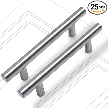 Photo 1 of 25 Pack | 5 Inch Cabinet Handles Kitchen Cabinet Handles Cabinet Pulls Brushed Nickel Cabinet Pulls for Stainless Steel Kitchen, 3 "?76mm Hole Center
