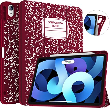 Photo 1 of Soke iPad Air 5 / Air 4 Case 10.9 Inch 2022/2020 with Pencil Holder - [Full Body Protection + Apple Pencil Charge+ Auto Sleep/Wake], Soft TPU Back Cover for New iPad Air 5th/4th Gen,Book Wine
