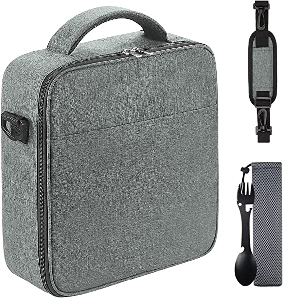 Photo 1 of BLOCE Insulated Lunch Bag, Large Lunch Box for Men Women, Freezable Cooler Bag with Food Bag Spoon, Adult Waterproof Lunchbox for Office Work School Picnic Beach Workout Travel (Gray)
