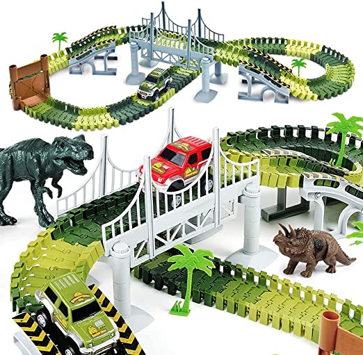 Photo 1 of Dinosaur Toys, Create A Race Car Track Dino World with Flexible Track and 2 Cool Cars, Best Gift for Toddler Kids Boys Girls Age 3 4 5 6 7 Year Old
