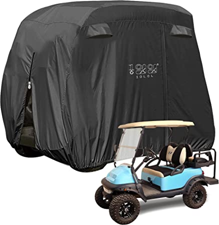 Photo 1 of 10L0L 4 Passenger Golf Cart Cover Fits EZGO, Club Car, Yamaha, 400D Waterproof Windproof Sunproof Outdoor All-Weather Polyester Full Cover with Three Zipper Doors - Black/Army Green/Sliver/Camouflage
