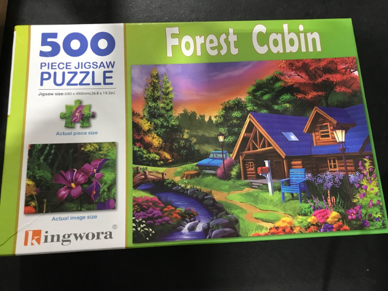 Photo 1 of 500 piece puzzle forest cabin