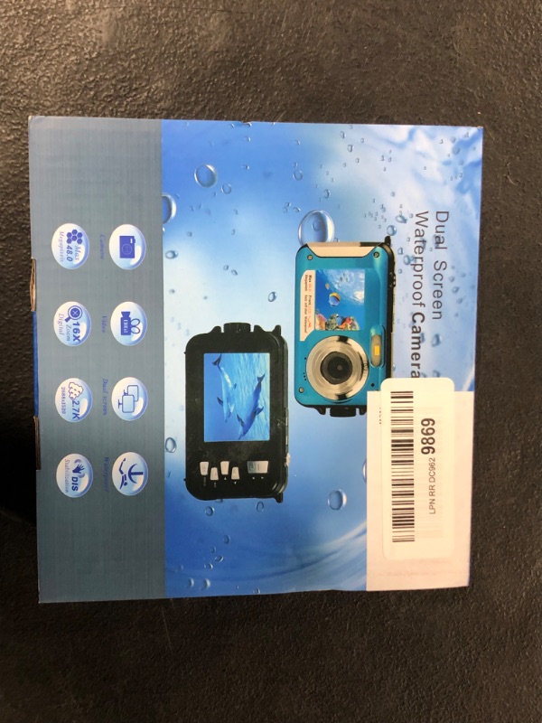 Photo 2 of POSSRAB 13FT Underwater Camera, 48MP Photo 2.7K Video Waterproof Camera, Dual Display EIS Digital Underwater Camera for Snorkeling, Surfing, Swimming-Blue