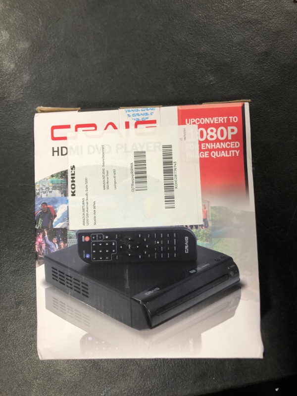 Photo 2 of Craig CVD401A Compact HDMI DVD Player with Remote in Black | Compatible with DVD-R/DVD-RW/JPEG/CD-R/CD-R/CD | Progressive Scan | Up-Convert to 1080p | HDMI & AV Cable Connection