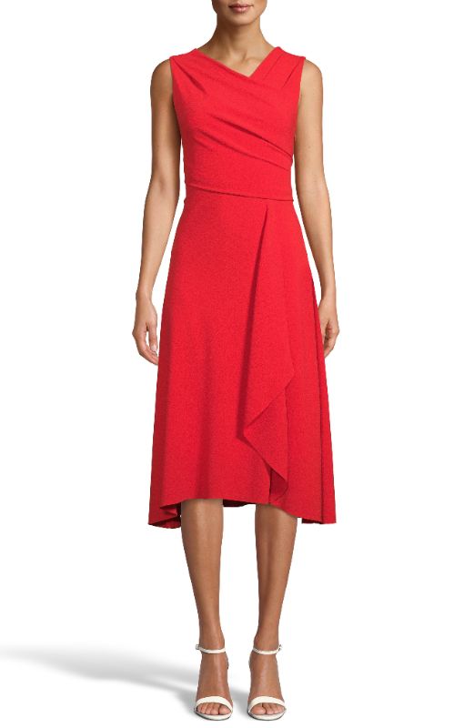 Photo 1 of Anne Klein Asymmetrical Draped Dress in Poppy at Nordstrom, Size 6