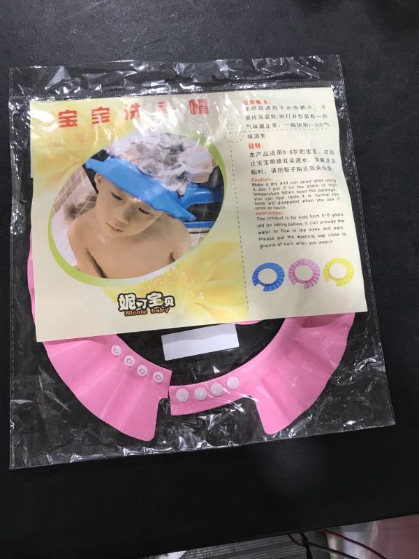Photo 1 of Baby Shower Cap Soft Adjustable Baby Bath Head Cap Visor for Washing Hair Shower Bathing Protection Bath Cap for Toddler, Baby, Kids, Children (Pink)

