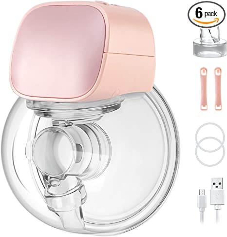 Photo 1 of  Wearable Breast Pump, Electric Breast Pump 24 mm S9 Hands-Free Breast Pump 2 Mode & 5 Levels Portable Breast Pump Electric Worn in-Bra Wireless Breast Pump Breastfeeding (Pink) 2 pumps
