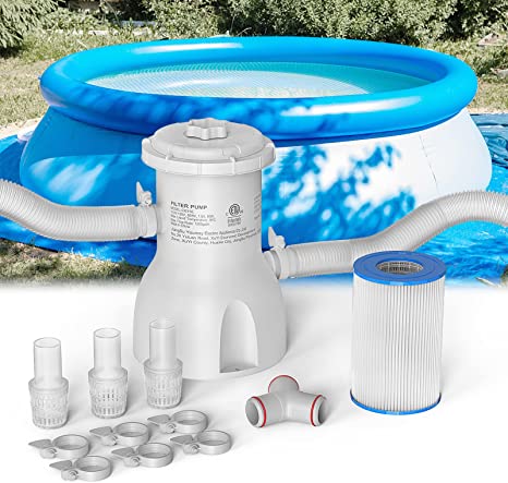 Photo 1 of 800 Gallons Pool Filter Pump Above Ground, Swimming Pool Filter Cartridge Pump, Electric Pool Water Pump Filter for Pools Sand Cleaning Tool Set with 1 Pool Filter Cartridge (800 GPH)
