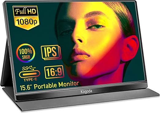 Photo 1 of Portable Monitor -Kogoda 15.6Inch External Monitor,IPS FHD 1080P,Travel Monitor with Mini HDMI USB C Port,Portable Monitor for Laptop PC Mac Phone Xbox PS5 Switch,Dual Speakers,Plug and Play