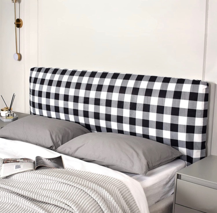 Photo 1 of AELS Bed Headboard Cover for Cal King, Black and White Buffalo Check Stretch Headboard Slipcover for Bed Dec