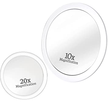 Photo 1 of 20X & 10X Magnifying Mirror Set Combo with 3 Suction Cups Each - Compact & Travel Ready - 6-Inch and 4-Inch Wide