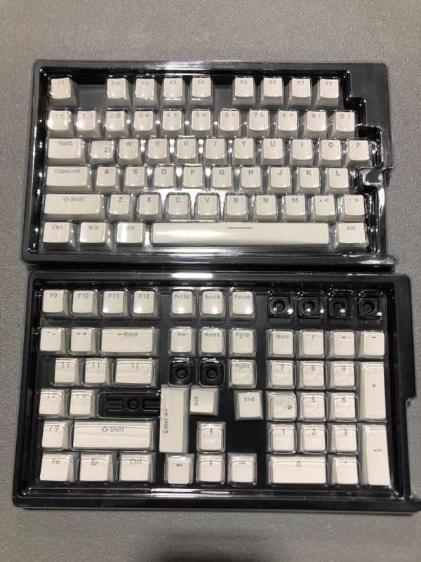 Photo 2 of NPET KC10-02 Pudding Keycaps, Doubleshot PBT Keycap Set with Translucent Layer, for Mechanical Keyboards, Full 104 Key Set, OEM Profile, US Layout, White