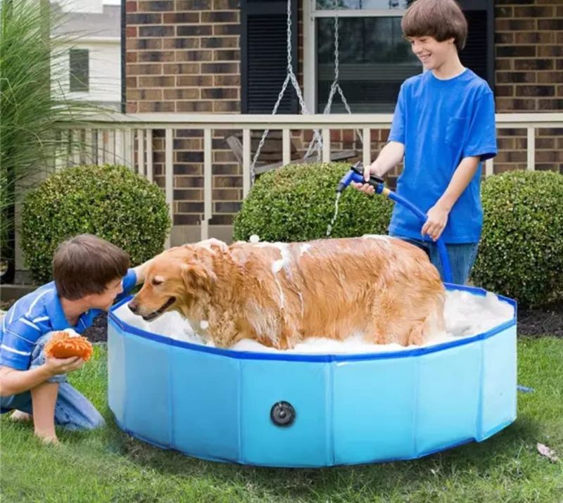 Photo 1 of 47" Foldable Dog Pool, PVC Material, no Leakage, Sturdy and Stable, Portable Swimming Pool for Large Dogs , Easy to Drain and Refresh Water | 120*30 cm / 47*11 inch
