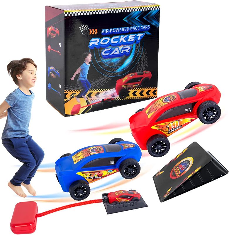 Photo 1 of Foot Pneumatic Racer,1 Toy Car Rocket Launcher and 2 Air Powered Car with Ramp Sticker and Finish Line. Ideal for Outdoor and Indoor Play, Great for Kids Aged 5 and Over, All Year Round
