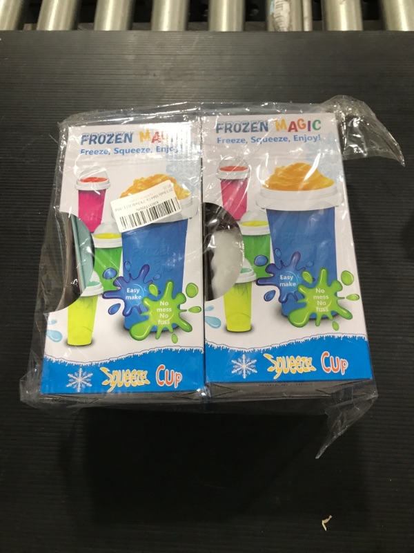 Photo 1 of 2PCS Slushy Maker Cup Quick Frozen Magic Smoothies Cup Slushie Cup Slushy Maker Cup Travel Double Layer Silica Cup Portable DIY Homemade Ice Cream for Children and Family (4.2*8.2Inch), BLUE+PINK
