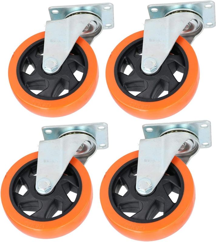 Photo 1 of 5" Swivel PVC Trolley Castor Wheel Roller Bearings 150kg Load Per Wheel 4 Pack
