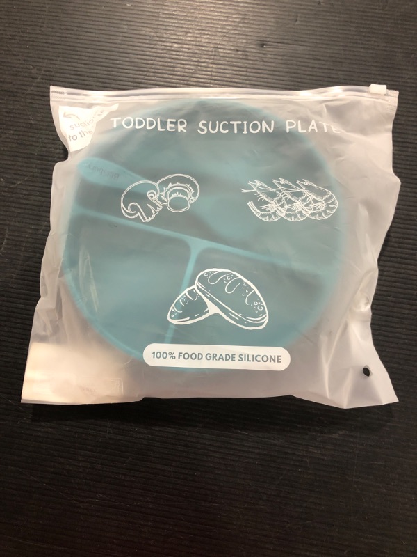 Photo 2 of Blissbee Toddler Suction Plates, Silicone Divided Plate BPA Free Microwave Dishwasher Safe Feeding Bowls for Baby?Teal 1 piece?
