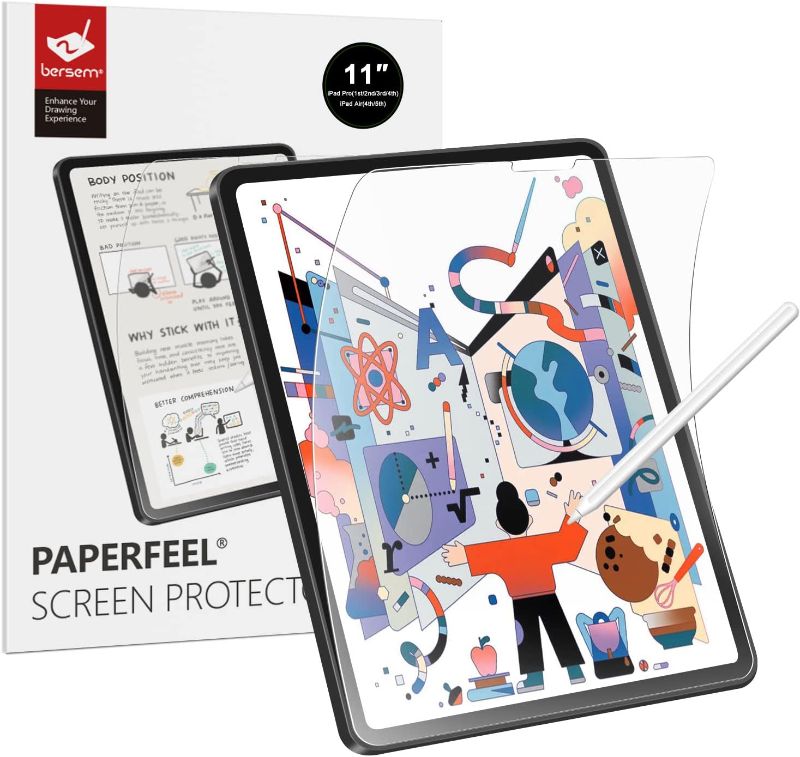 Photo 1 of (2pk) BERSEM Paperfeel Screen Protector Compatible with iPad Pro 11 inch iPad Air 5th / 4th Generation (10.9",2022 / 2020), iPad Air 5 / iPad Air 4 Matte PET Film for Drawing Anti-Glare