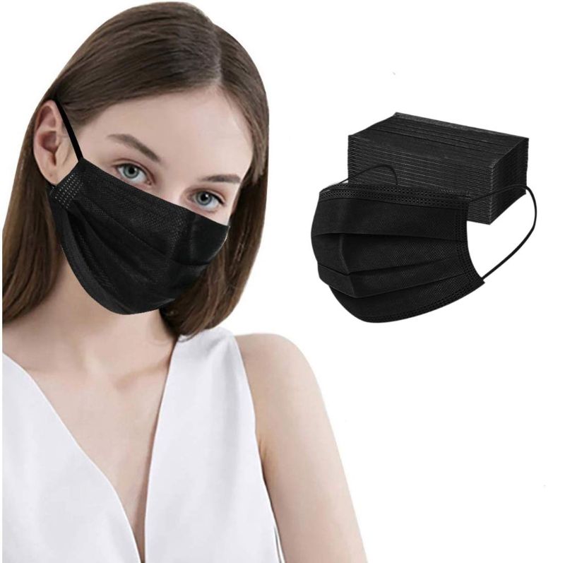 Photo 1 of 100 Pcs Disposable Face Masks, 3 Ply Face Masks Black Disposable Mask
