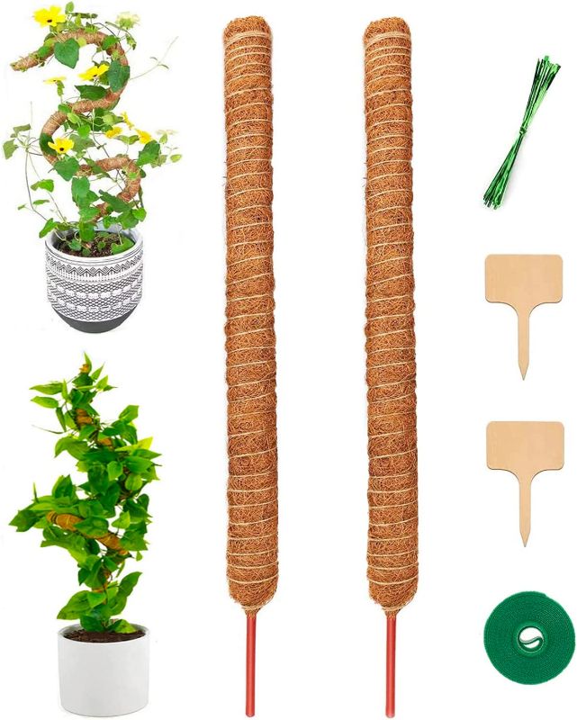 Photo 1 of 2 Pack Moss Pole, Moss Pole for Plants Monstera, Moss Poles for Climbing Plants, Bendable Plant Sticks Support, Plant Stakes for Indoor/Outdoor...
