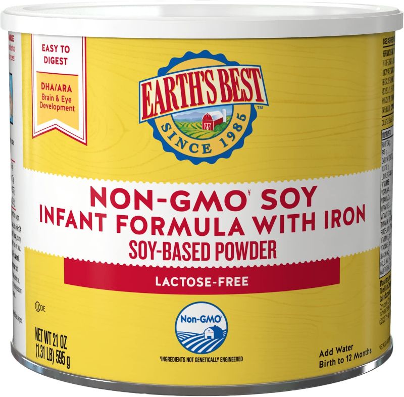 Photo 1 of Earth's Best Non-GMO Soy Plant Based Infant Powder Formula with Iron, Omega-3 DHA & 6 ARA, 21 oz.
EXP DATE: Mar 10th 2024