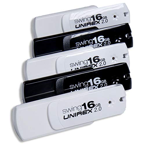 Photo 1 of Unirex 5 Pack Swing 16GB USB 2.0 Thumb Drive, Black and White Variety Pack | Memory Stick Storage Is Compatible with Computer, Tablet, or Laptop
