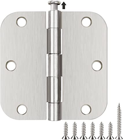 Photo 1 of 18 Pack Nickel Door Hinges Brushed Nickel 3 1/2 Interior Door Hinges Satin Nickel 3.5 Inch with 5/8” Radius Corners 3 ½"x 3 ½" Silver Hardware Controls