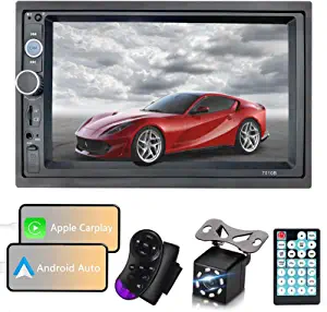 Photo 1 of Evonavi Double Din Car Stereo,7 Inch IPS Touchscreen Car Radio Bluetooth with Apple Carplay Android Auto,1080P HD Backup Camera,MP5 Player Multimedia Receiver Support Mirror Link, USB/TF/Aux/FM/SWC
